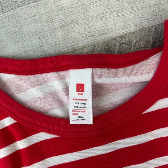 Target Men's NWT Red White Stripe Pajama Set Size Large Cotton R23 - Picture 2 of 7